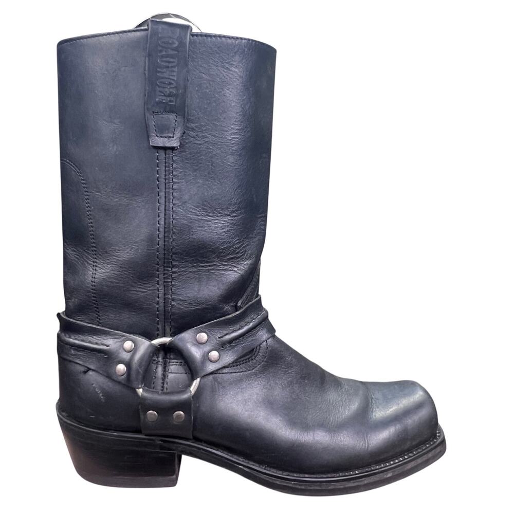 Road Wolf Men’s Dominator Black Leather Harness Moto Boots Size 9.5